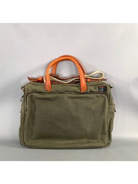 JACK SPADE Olive Tan Solid Canvas Messenger Bag